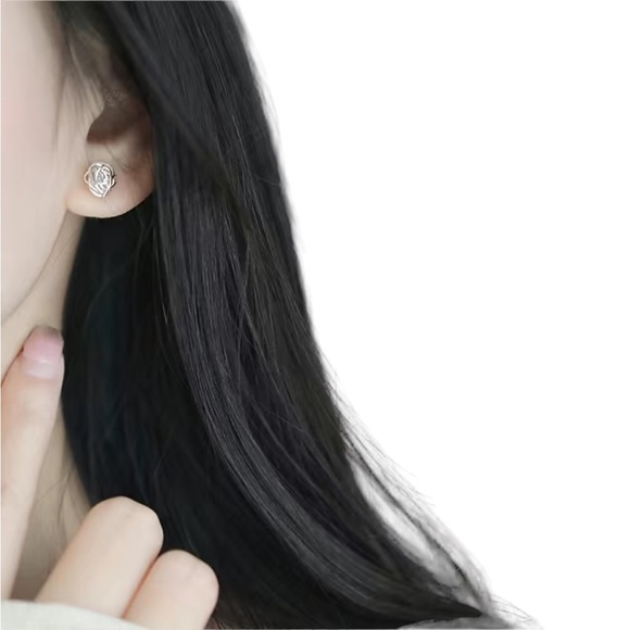 Silver Plated Wrap Silver Wire Stud Earrings - Picture 3 of 6